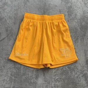 Inaka Power Shorts Mens Small Yellow Mesh Athletic Gym Logo Workout Activewear